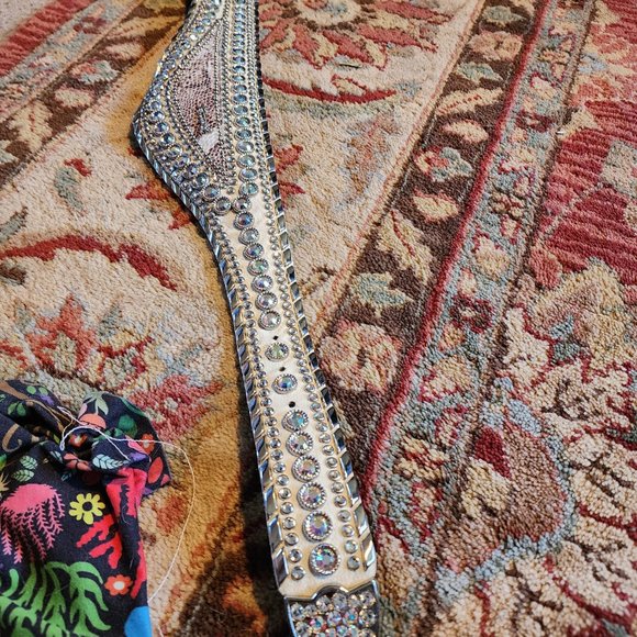 Unique Kippy\'s white leather belt with Snake Skin and Swarovski Crystals main image 4